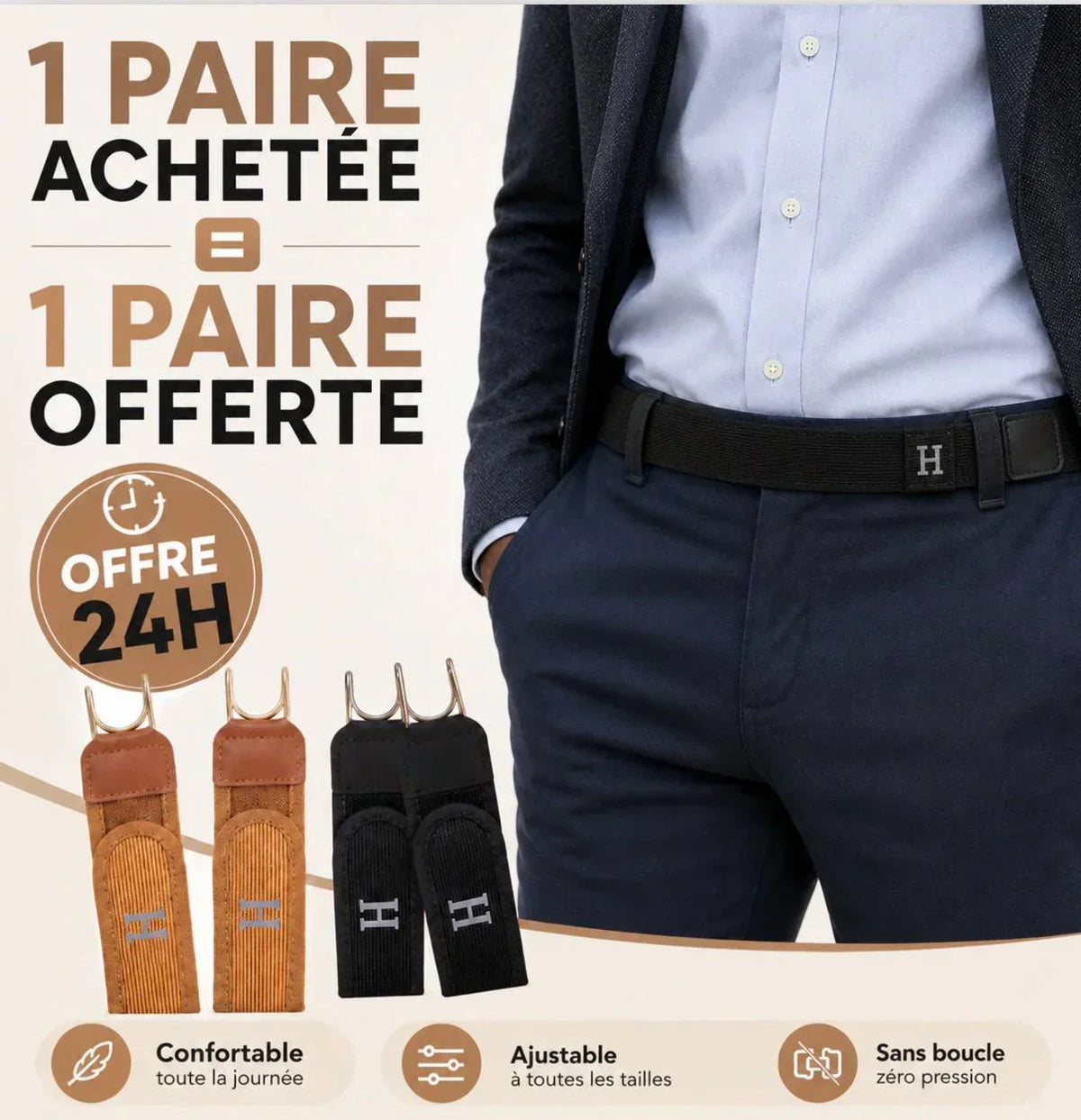 La ceinture sans boucle, confortable et ajustable